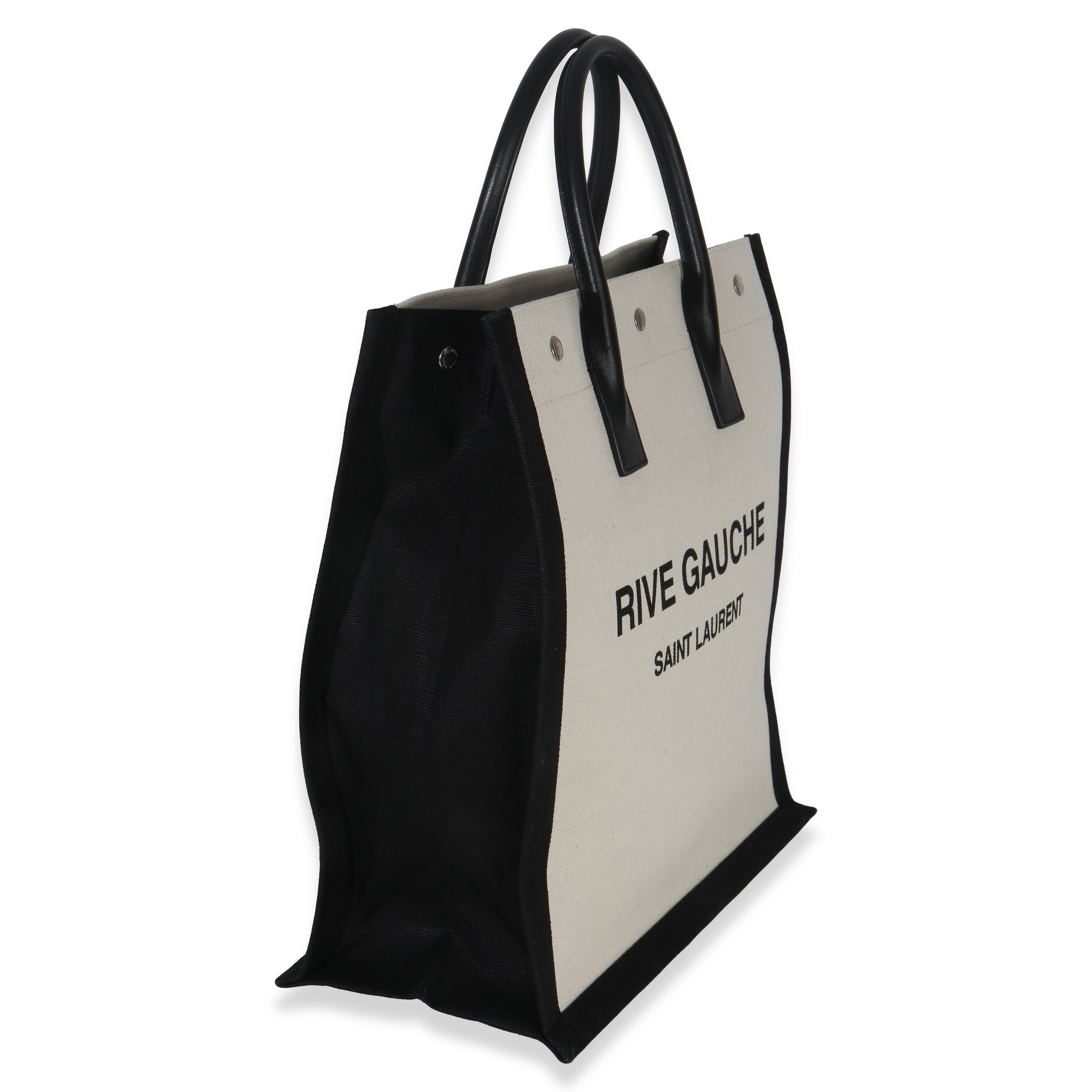 Saint Laurent Beige Linen North South Rive Gauche Tote