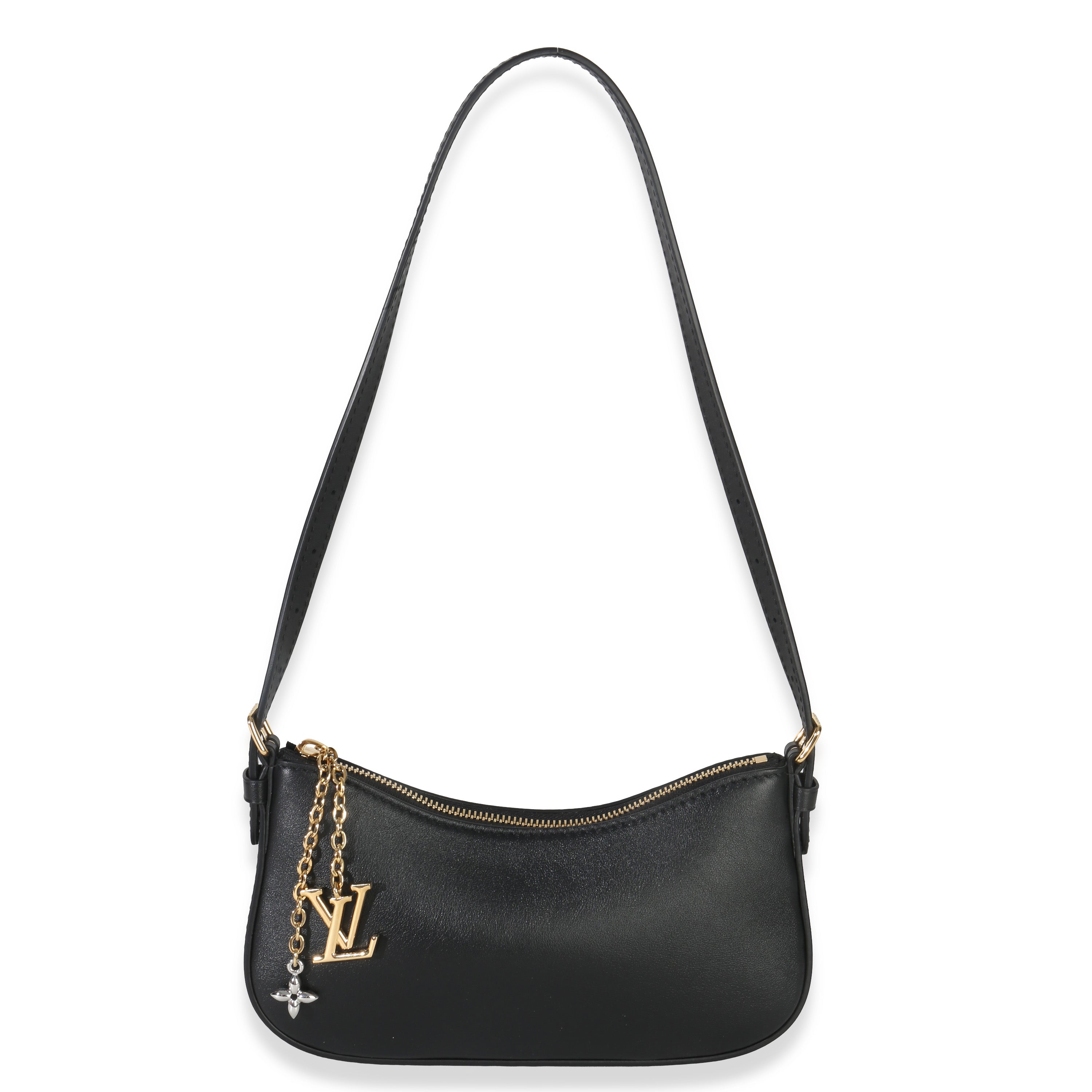 Louis Vuitton Black Calfskin Pochette LV Bloom
