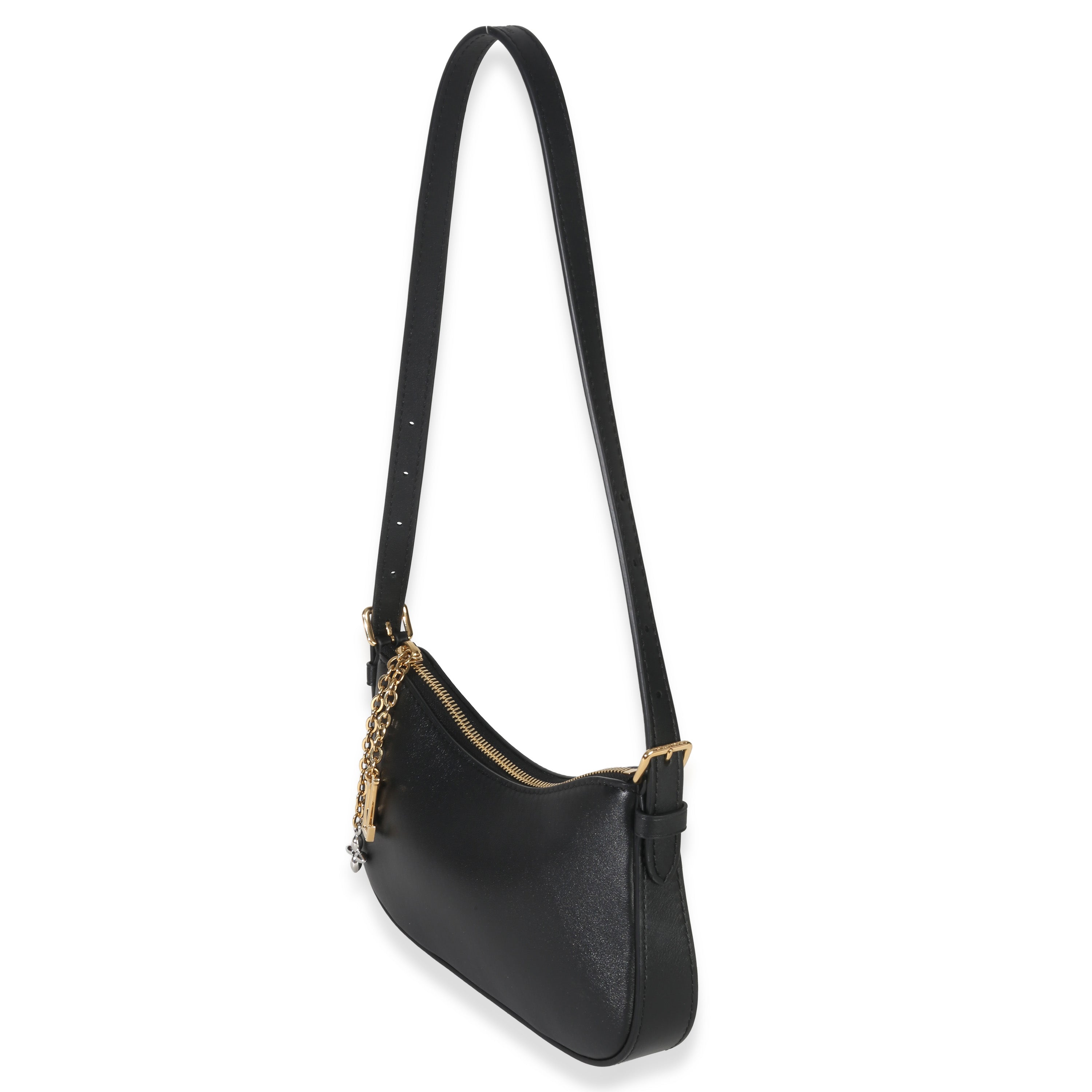 Louis Vuitton Black Calfskin Pochette LV Bloom