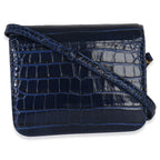 B. Navy Croc Small Shoulder Bag