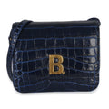 B. Navy Croc Small Shoulder Bag