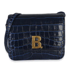 B. Navy Croc Small Shoulder Bag