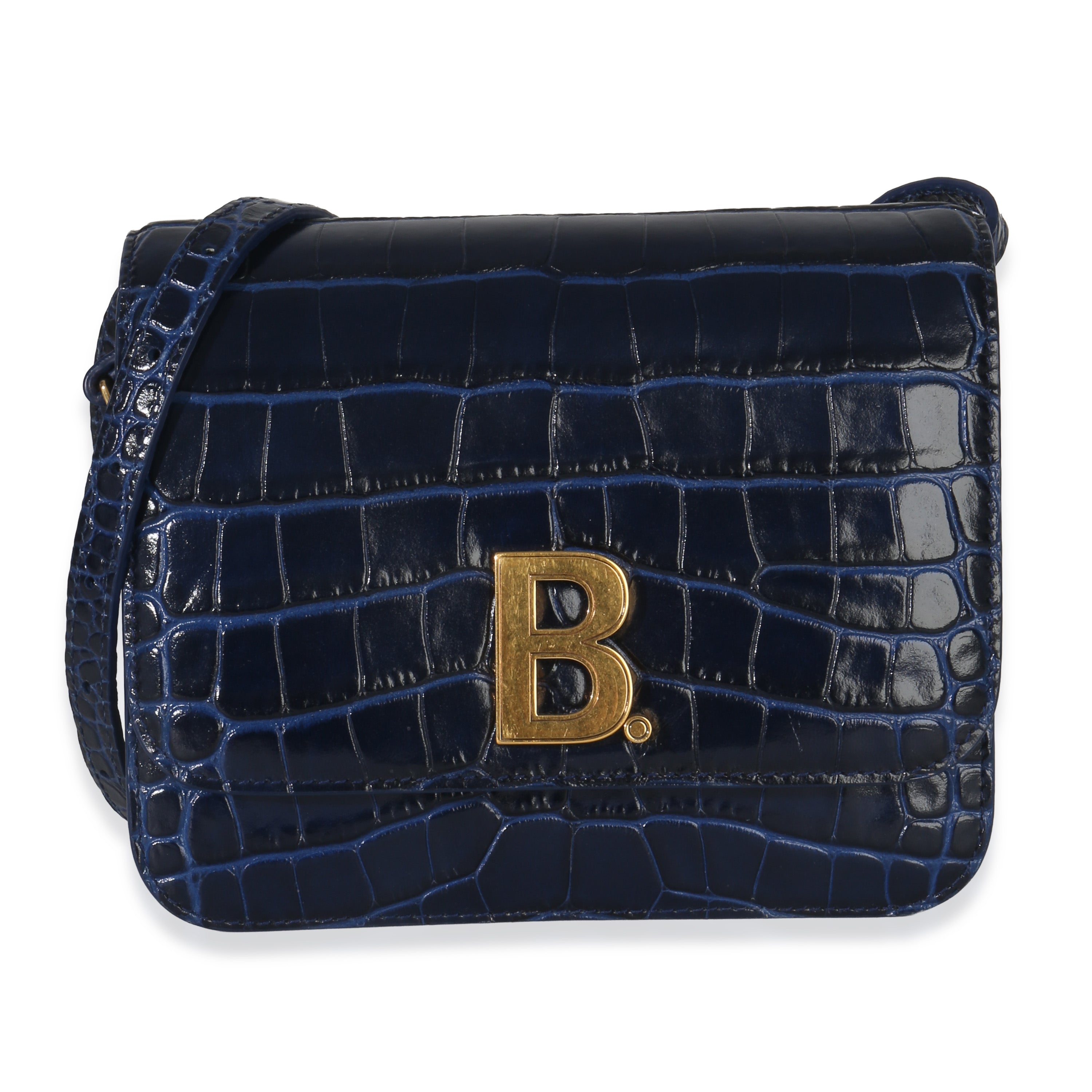 B. Navy Croc Small Shoulder Bag