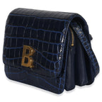 B. Navy Croc Small Shoulder Bag