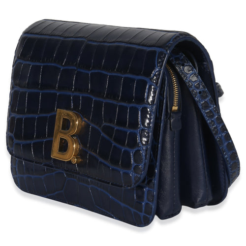 B. Navy Croc Small Shoulder Bag