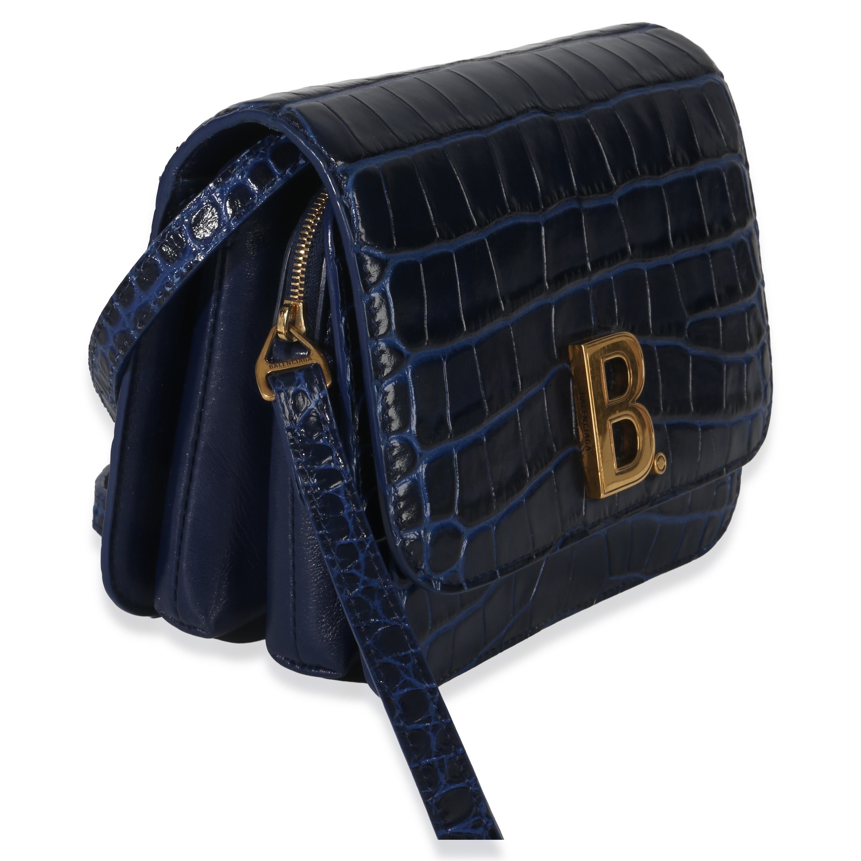 B. Navy Croc Small Shoulder Bag