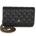 Chanel Black Quilted Lambskin Classic Wallet On Chain