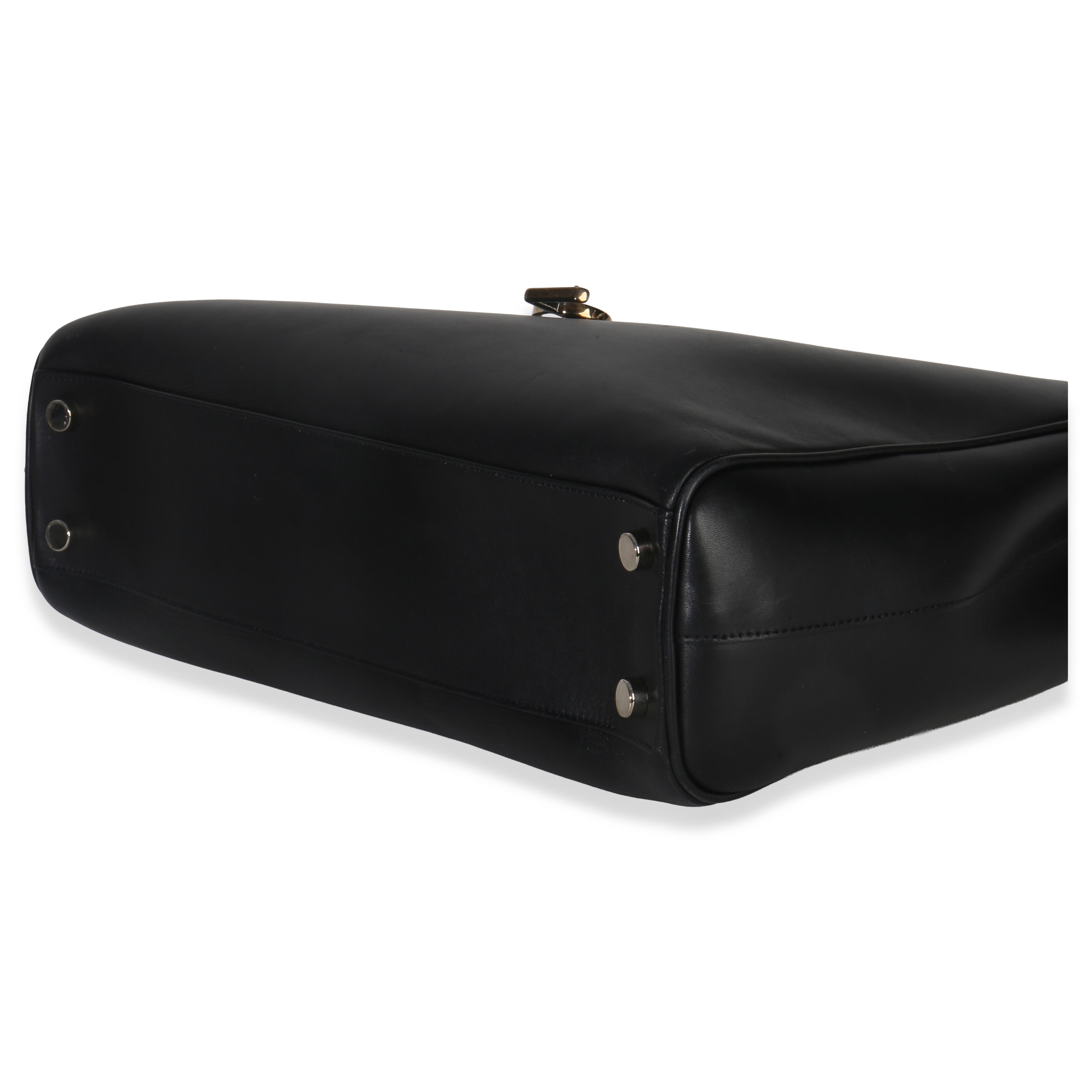 Saint Laurent Black Smooth Leather Cassandre Tote Bag