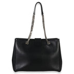 Saint Laurent Black Smooth Leather Cassandre Tote Bag