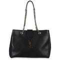 Saint Laurent Black Smooth Leather Cassandre Tote Bag