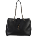 Saint Laurent Black Smooth Leather Cassandre Tote Bag