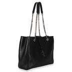 Saint Laurent Black Smooth Leather Cassandre Tote Bag