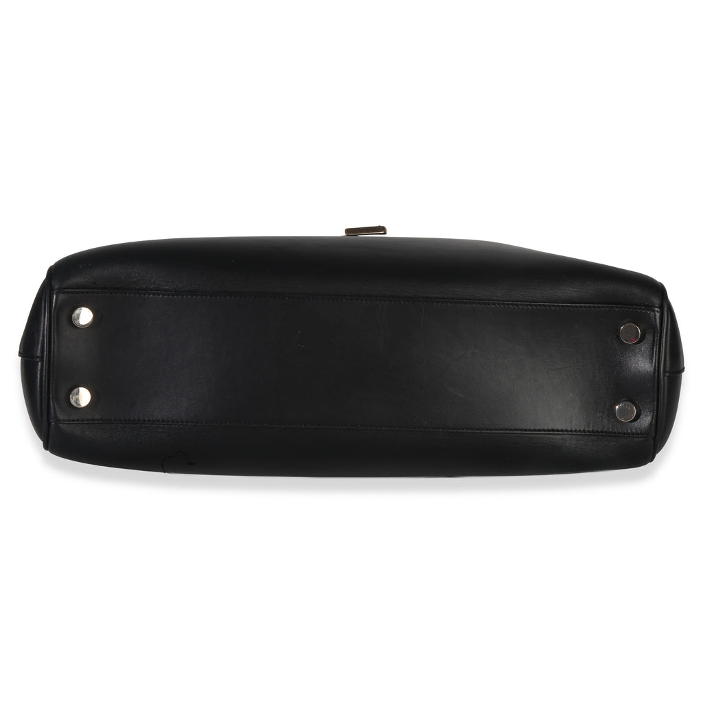 Saint Laurent Black Smooth Leather Cassandre Tote Bag