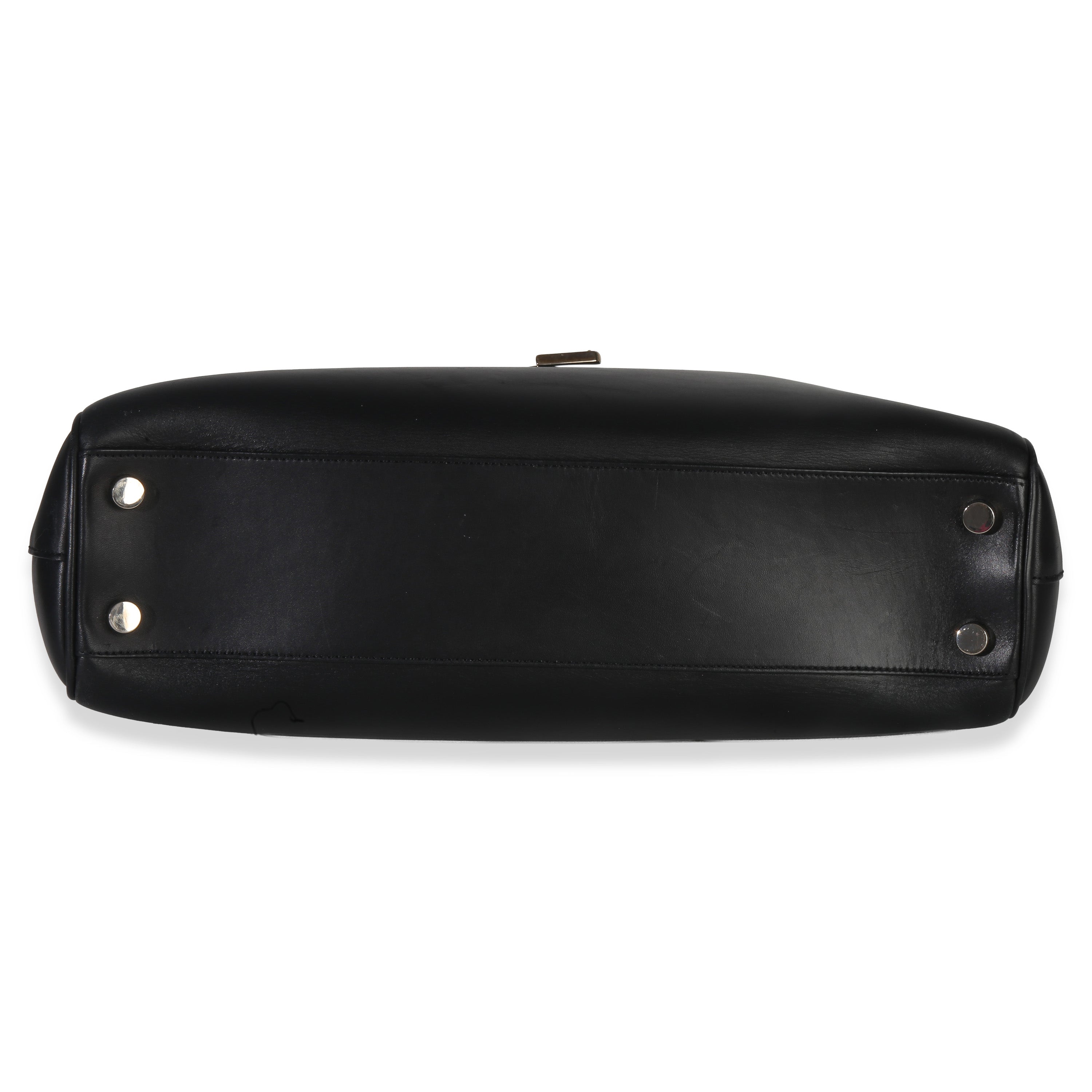 Saint Laurent Black Smooth Leather Cassandre Tote Bag
