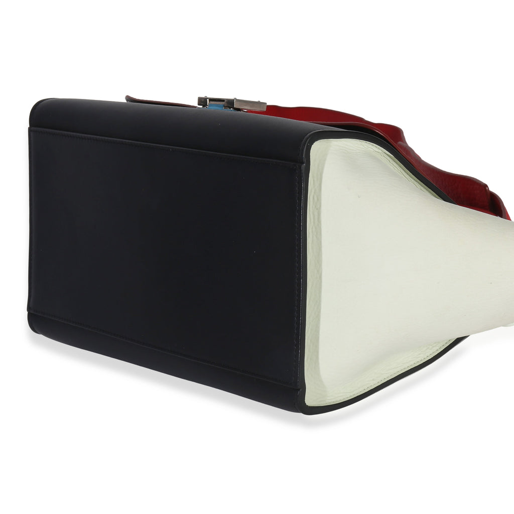 Red Black White Grained Calfskin Small Trapeze Bag