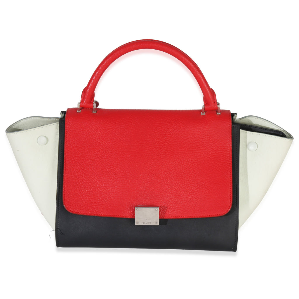 Red Black White Grained Calfskin Small Trapeze Bag