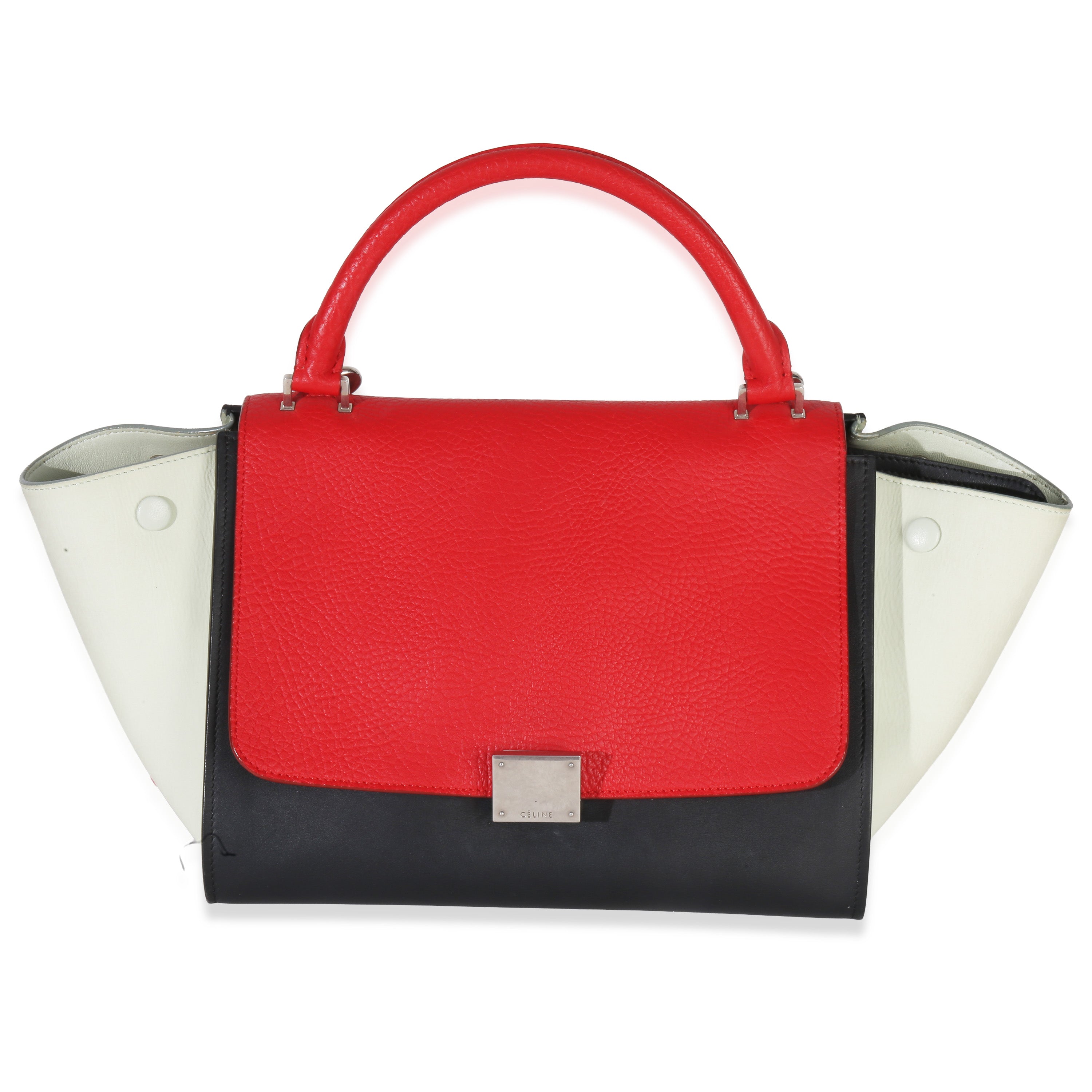 Red Black White Grained Calfskin Small Trapeze Bag