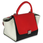 Red Black White Grained Calfskin Small Trapeze Bag