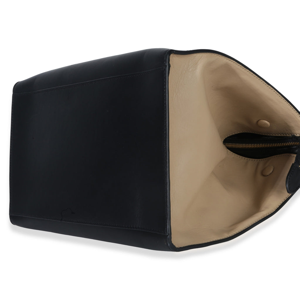 Blue Black Cream Suede Grained Calfskin Small Trapeze Bag