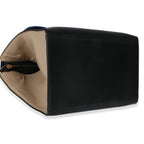 Blue Black Cream Suede Grained Calfskin Small Trapeze Bag