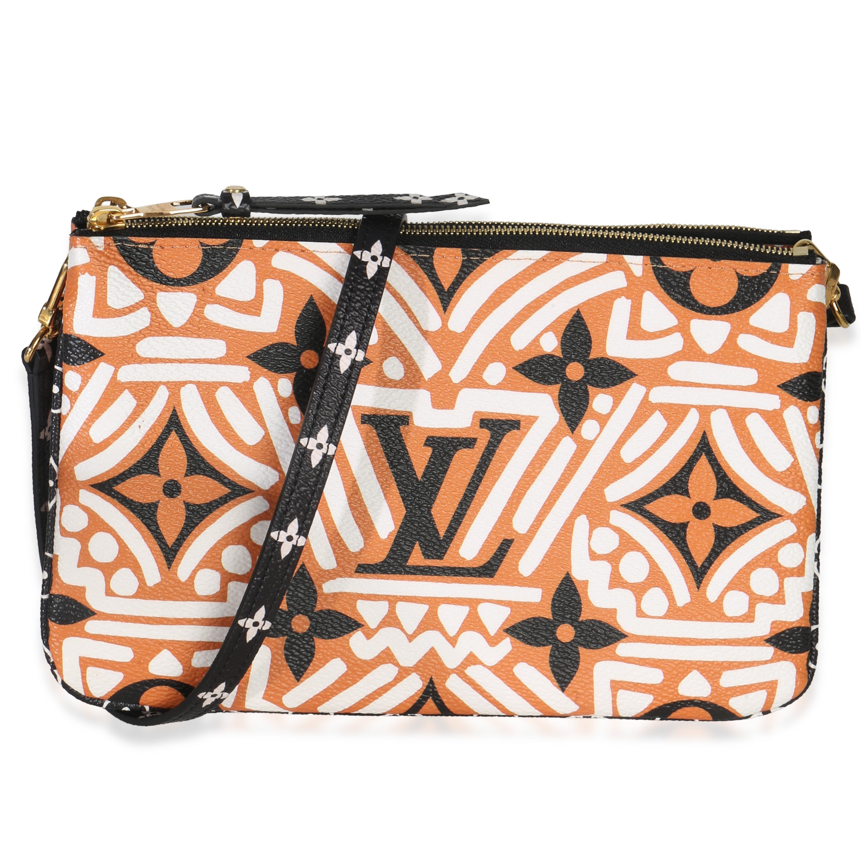 Louis Vuitton Orange Multicolor Monogram Giant Crafty Double Zip Pochette