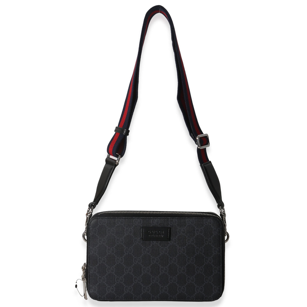 Gucci Black GG Supreme Canvas Web Small Crossbody Bag