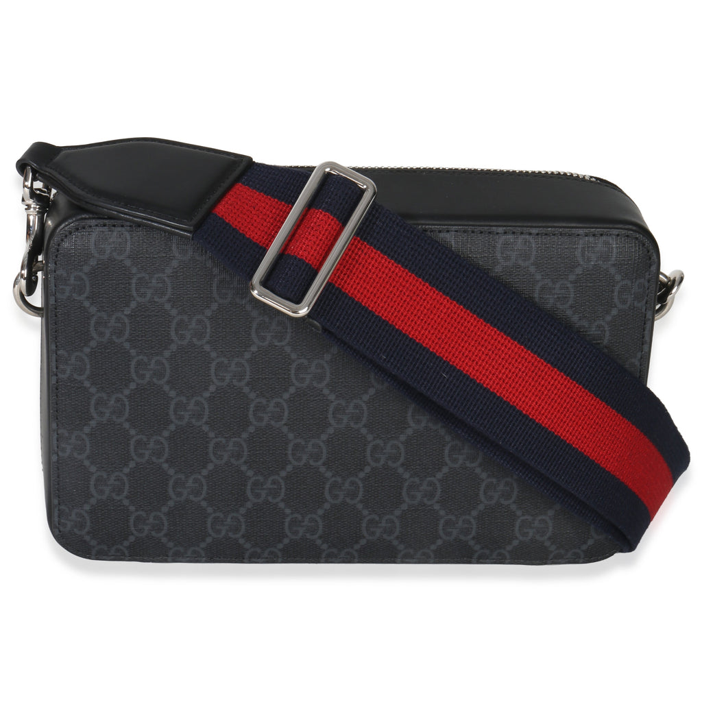 Gucci Black GG Supreme Canvas Web Small Crossbody Bag