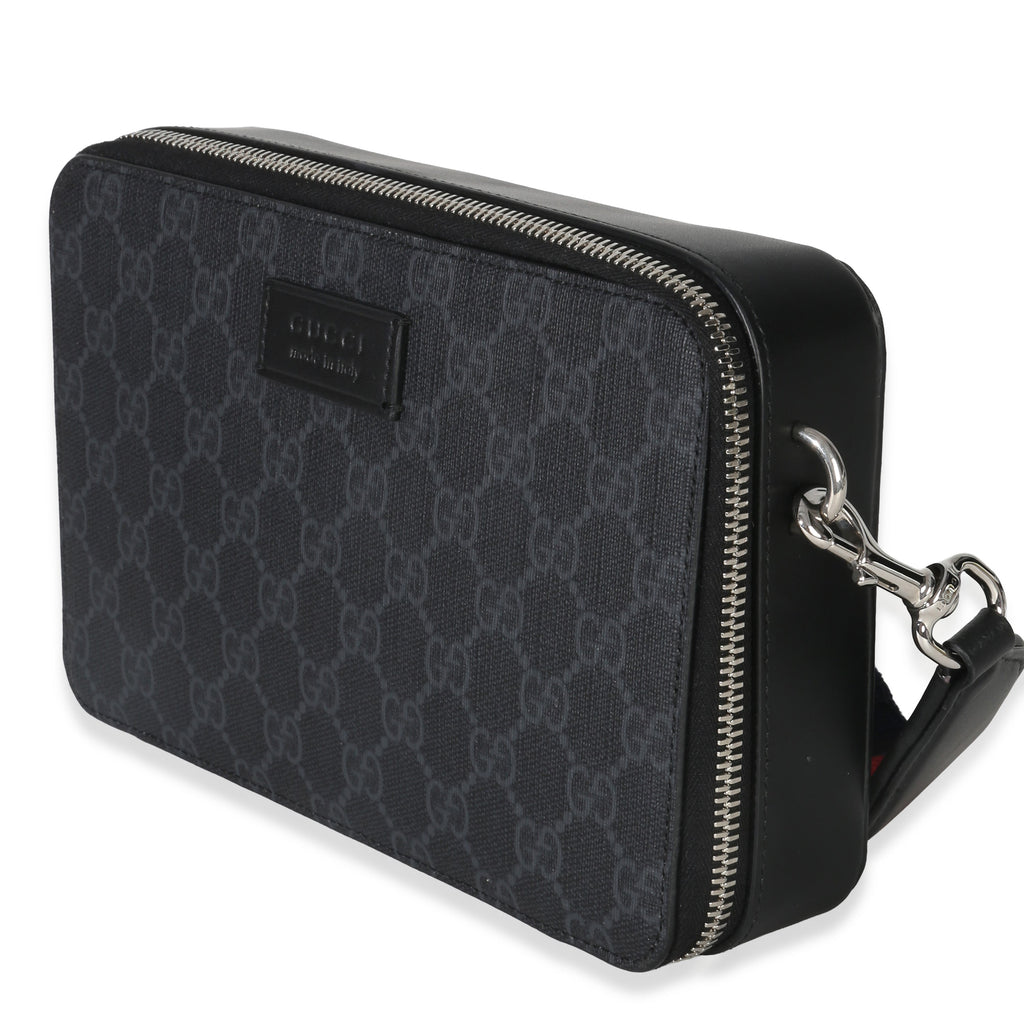 Gucci Black GG Supreme Canvas Web Small Crossbody Bag