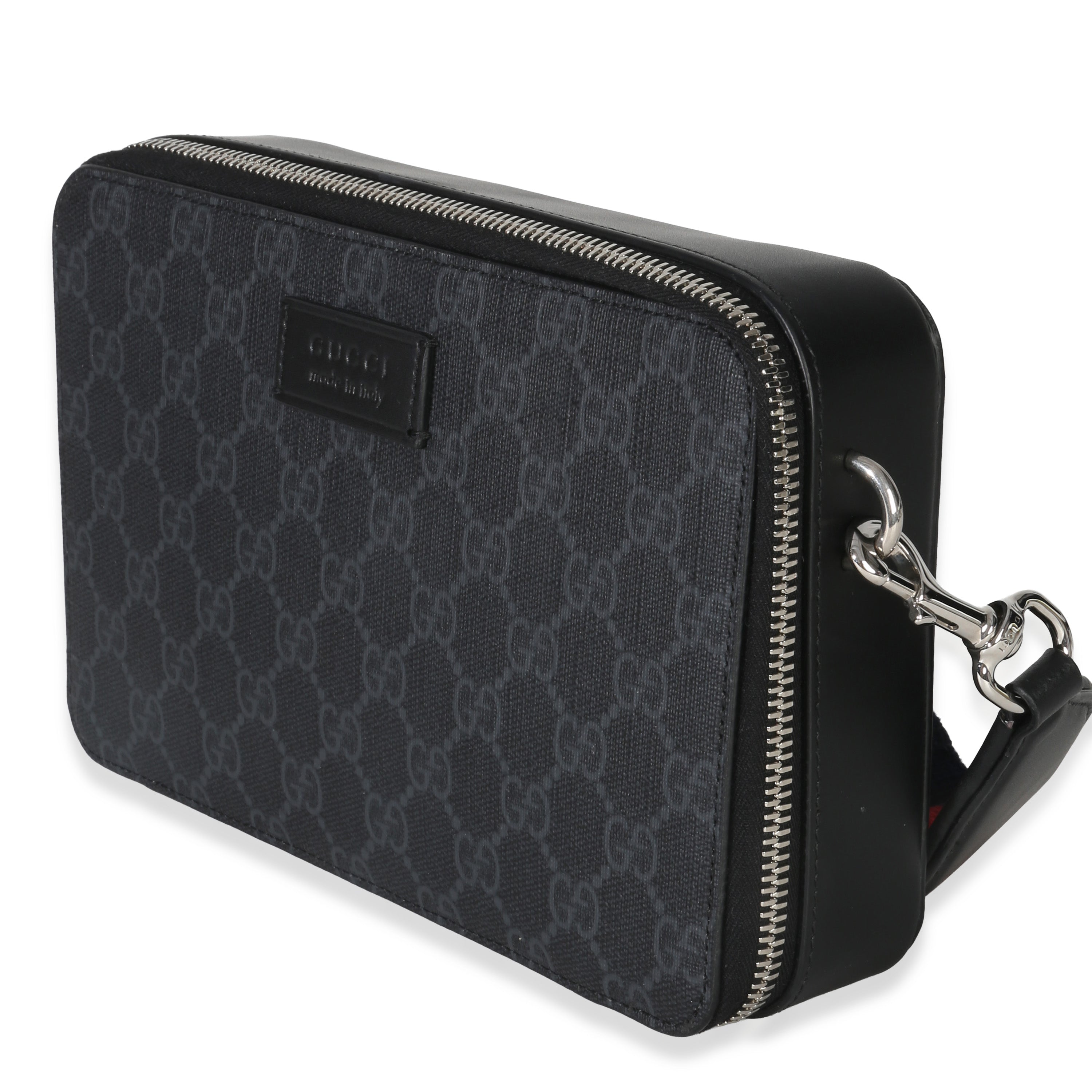 Gucci Black GG Supreme Canvas Web Small Crossbody Bag