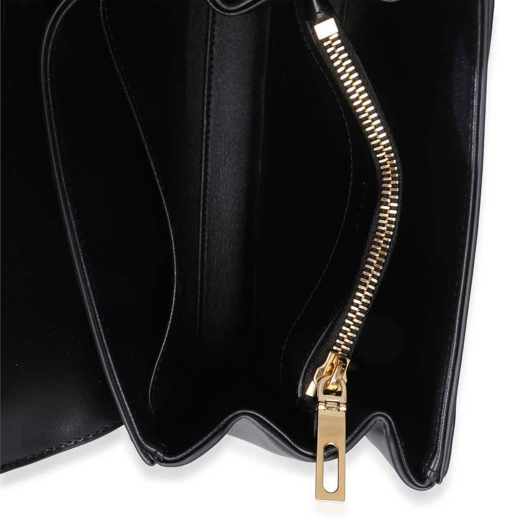 Black Satinated Calfskin Small 16 Top Handle Bag
