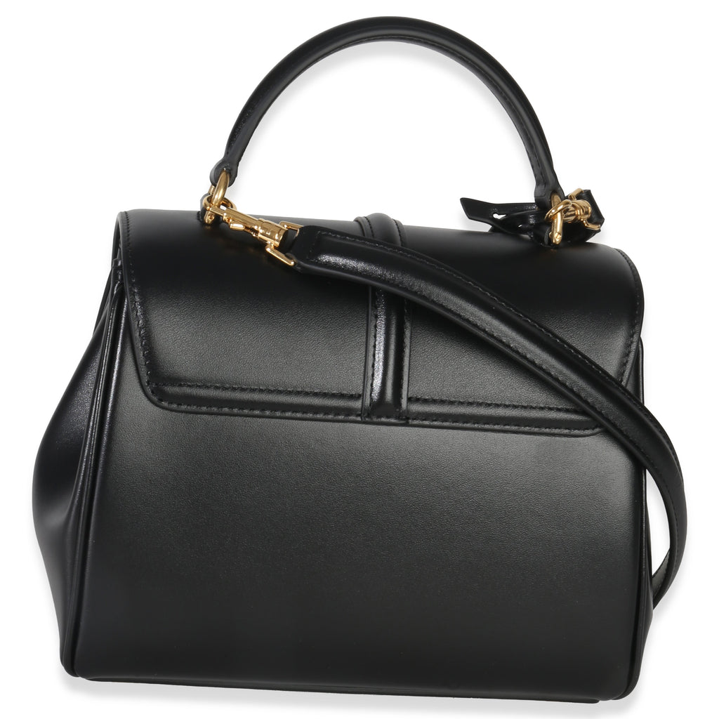 Black Satinated Calfskin Small 16 Top Handle Bag
