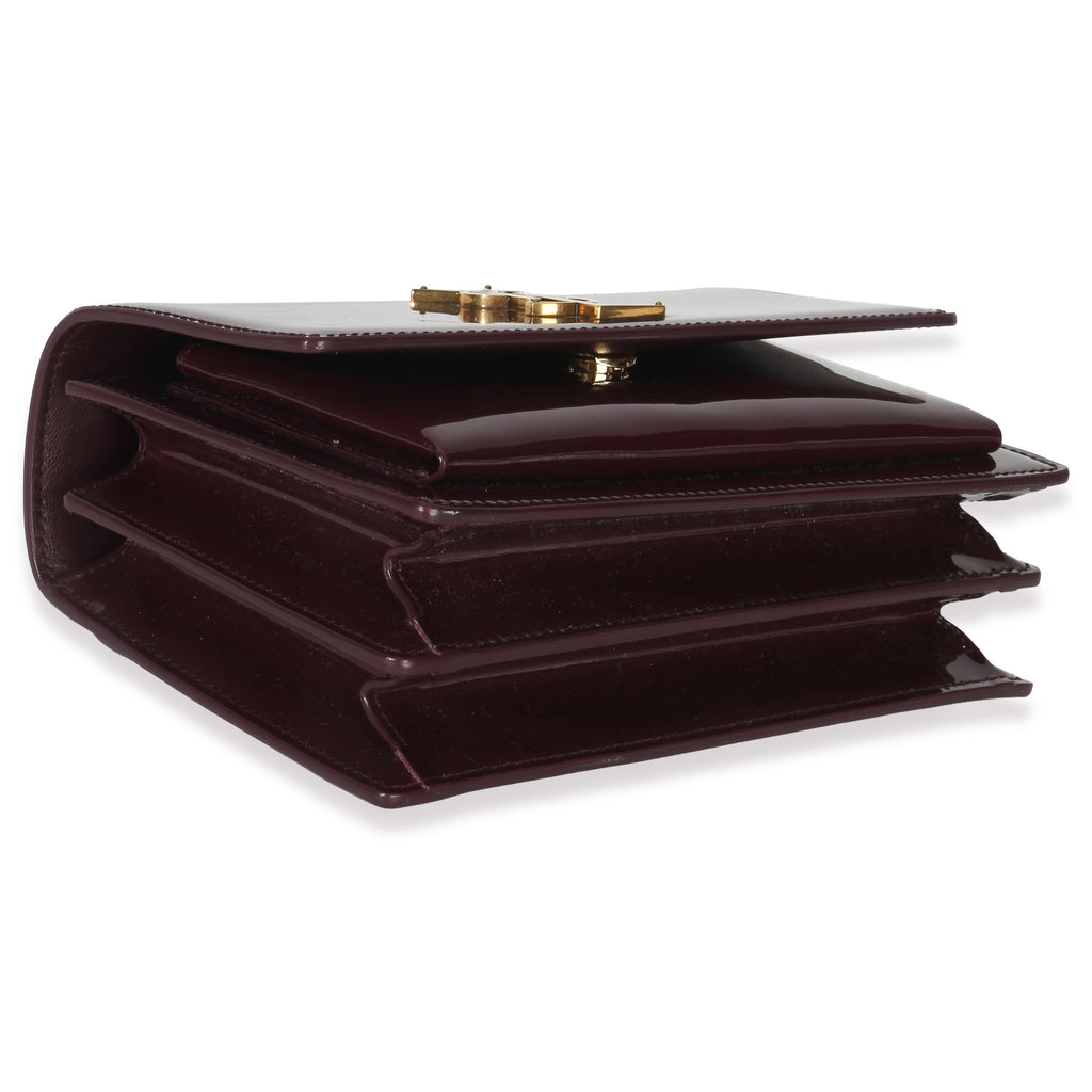 Saint Laurent Red Wine Patent Monogram Small Sunset Bag