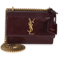 Saint Laurent Red Wine Patent Monogram Small Sunset Bag