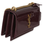 Saint Laurent Red Wine Patent Monogram Small Sunset Bag