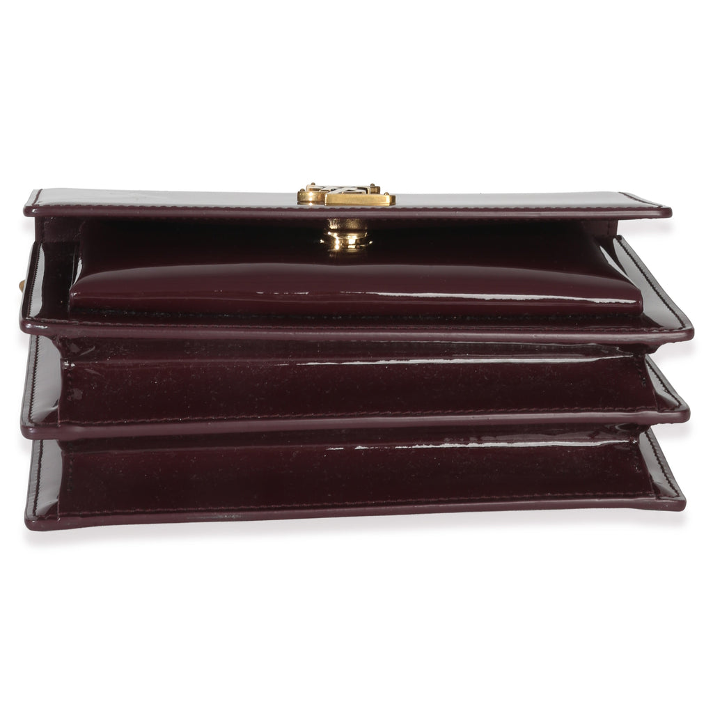 Saint Laurent Red Wine Patent Monogram Small Sunset Bag