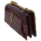 Saint Laurent Red Wine Patent Monogram Small Sunset Bag