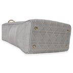 Christian Dior Gray Canvas Cannage Embroidered Medium Lady D-Lite Bag