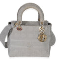 Christian Dior Gray Canvas Cannage Embroidered Medium Lady D-Lite Bag