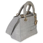 Christian Dior Gray Canvas Cannage Embroidered Medium Lady D-Lite Bag