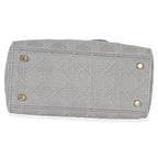 Christian Dior Gray Canvas Cannage Embroidered Medium Lady D-Lite Bag