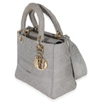 Christian Dior Gray Canvas Cannage Embroidered Medium Lady D-Lite Bag