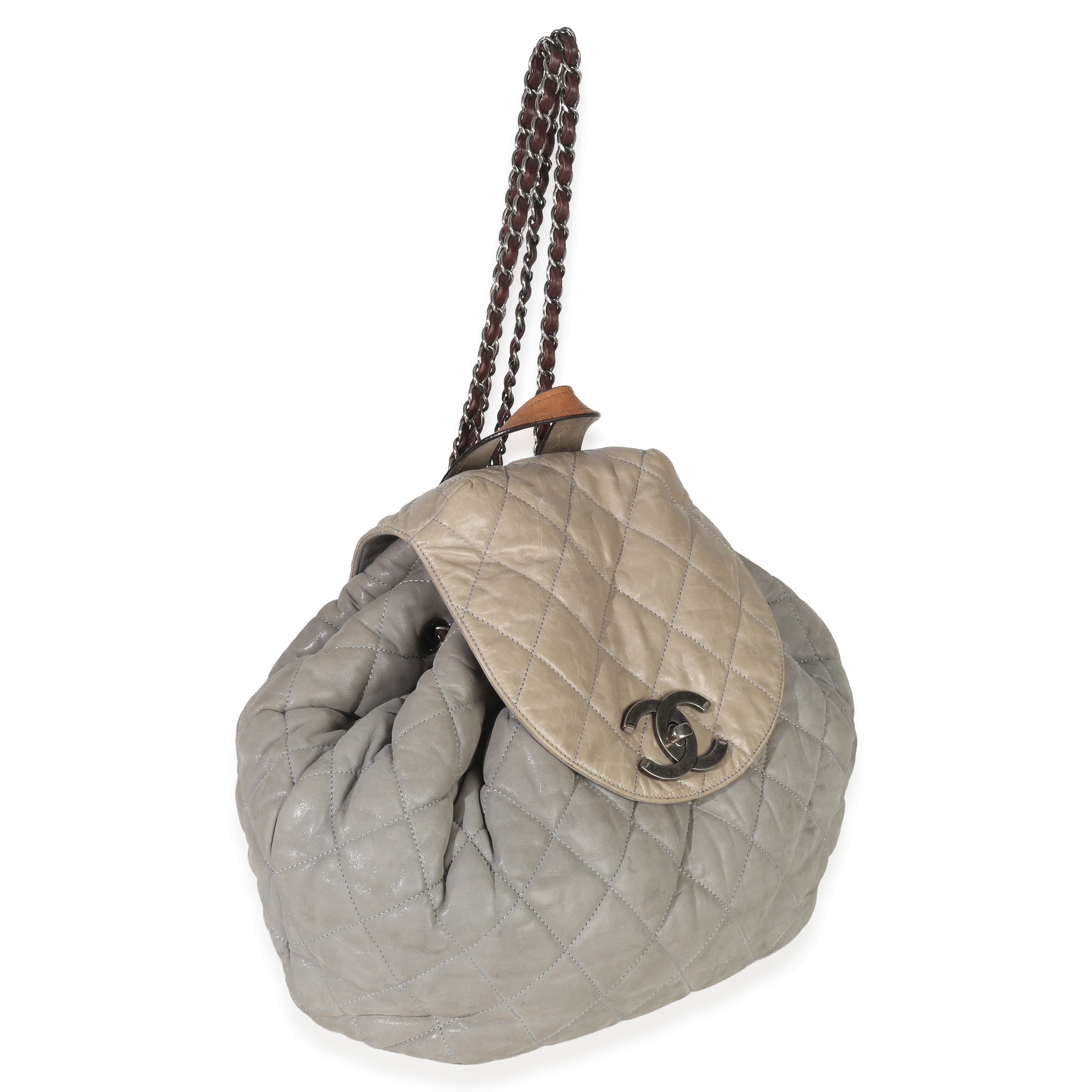 Chanel Grey Quilted Calfskin In The Mix Backpack