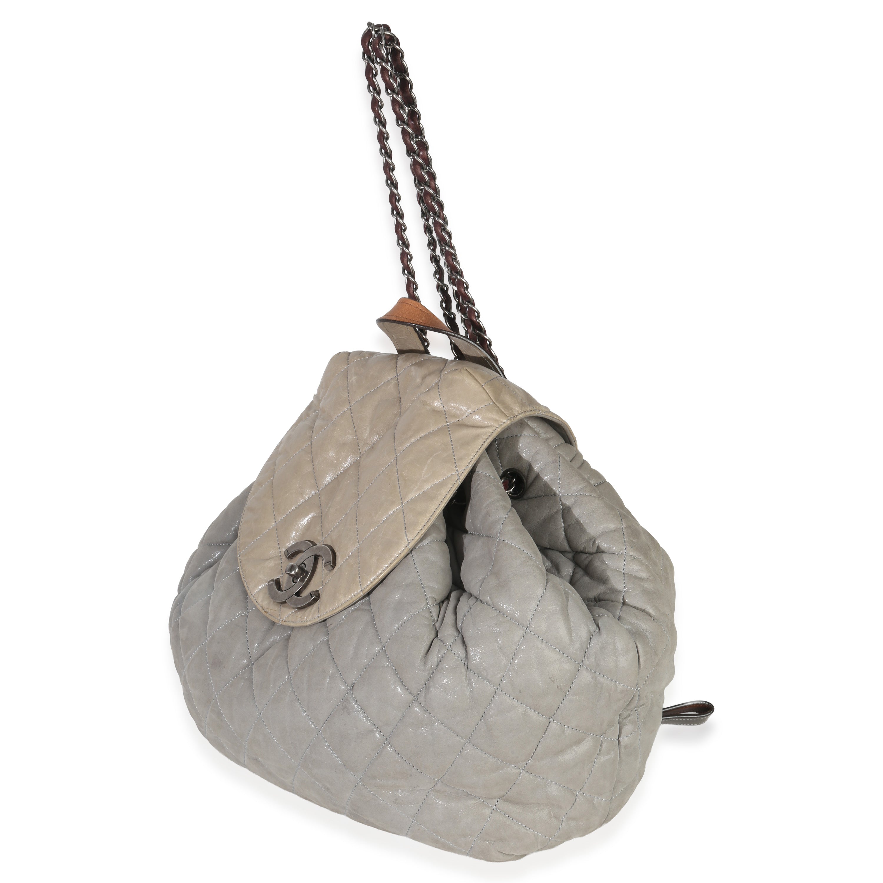 Chanel Grey Quilted Calfskin In The Mix Backpack