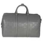 Gucci Grey Embossed Calfskin GG Tennis Medium Duffle Bag
