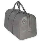 Gucci Grey Embossed Calfskin GG Tennis Medium Duffle Bag