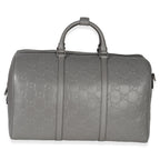 Gucci Grey Embossed Calfskin GG Tennis Medium Duffle Bag