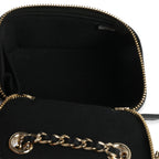 Chanel Black Quilted Lambskin Camellia Bow Chain Mini Vanity Case