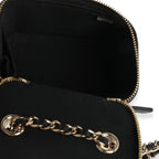 Chanel Black Quilted Lambskin Camellia Bow Chain Mini Vanity Case