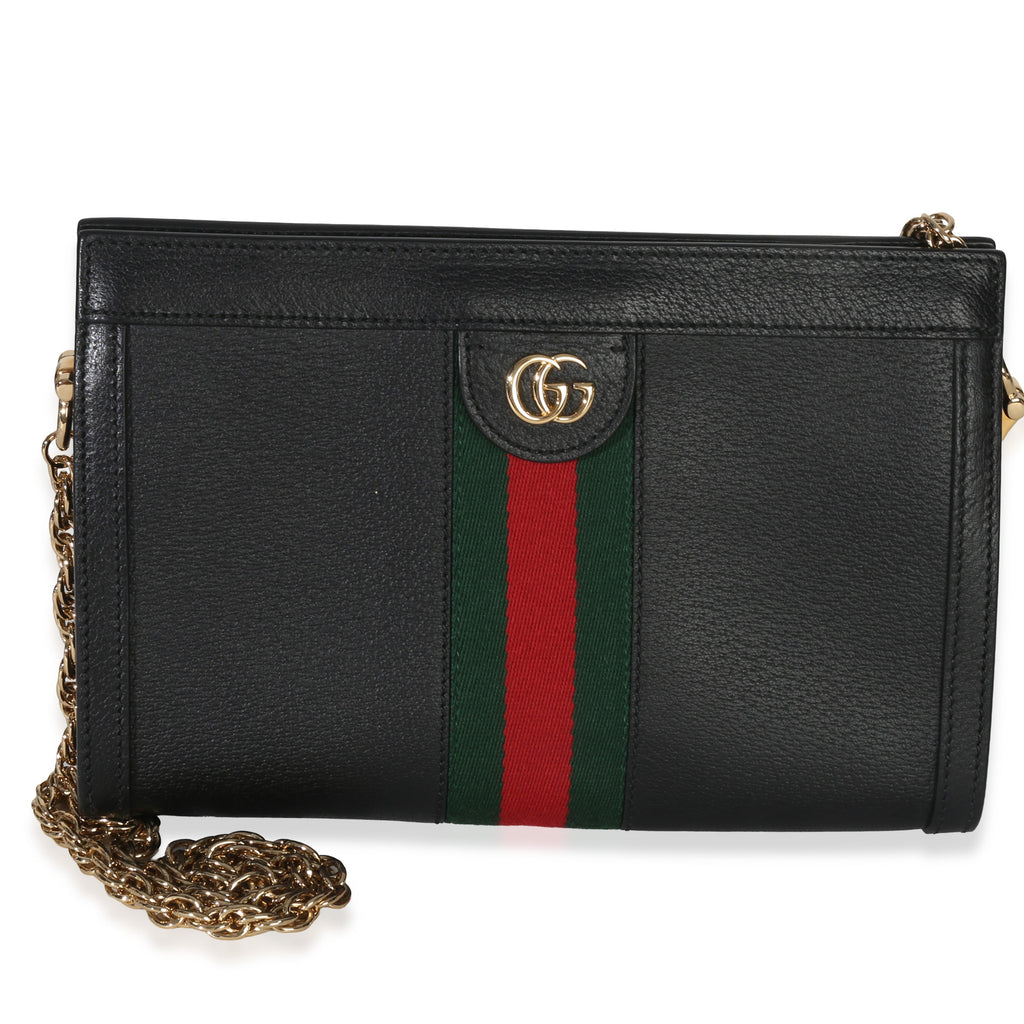 Gucci Black Calfskin GG Ophidia Small Web Chain Bag