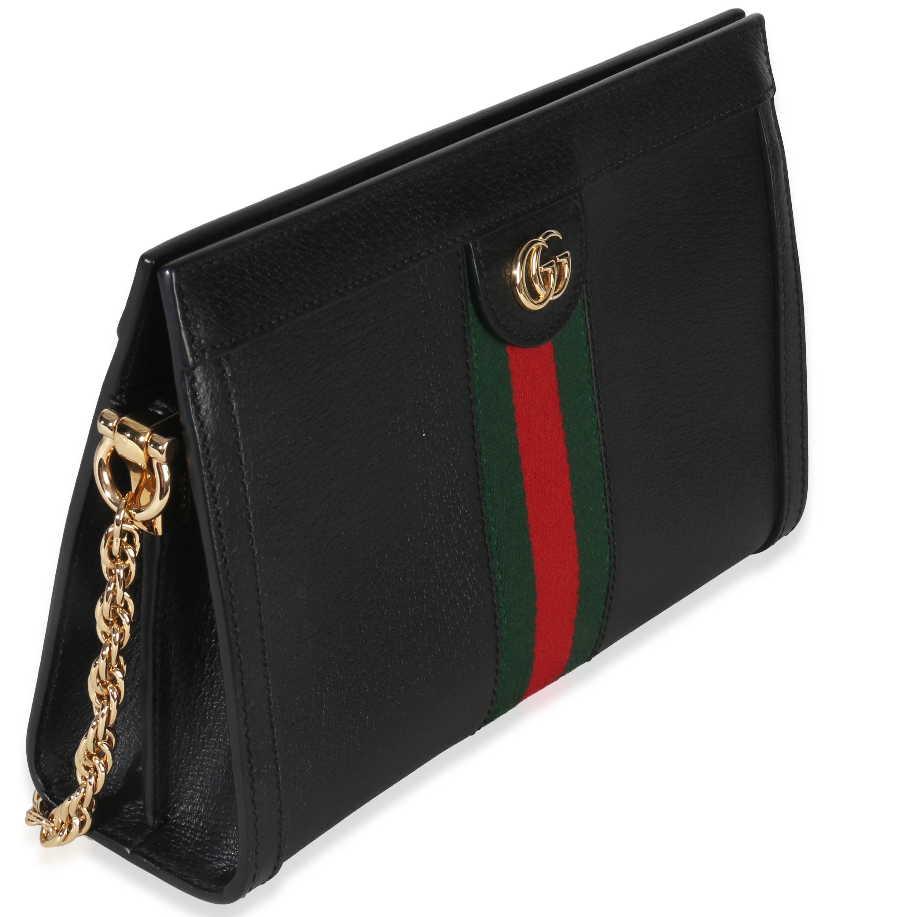 Gucci Black Calfskin GG Ophidia Small Web Chain Bag